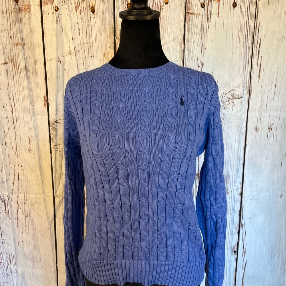 Ralph Lauren Blue Cable Knit Sweater Medium